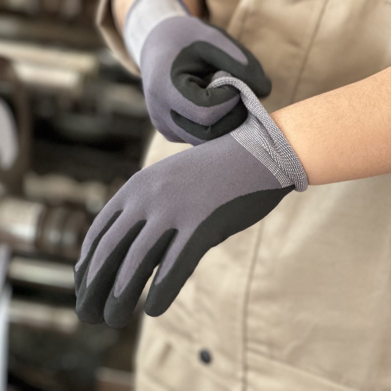 Guantes de trabajo de construcción de espuma de nitrilo ultraligeros y de tecnología supertecnológica 1101C con destreza-601