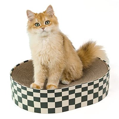 Black And White Grid Oval Cat Scratching Pad