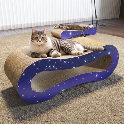 Cat Scratch Board 2-In-1 Recliner With Purple Edge