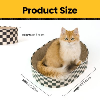 Oval Black And White Check Cat Litter Scratching Board
