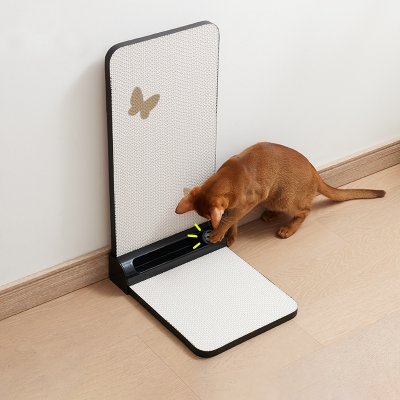 L-Shaped Single-Sided Track Cat Scratching Pad(White Butterfly) 