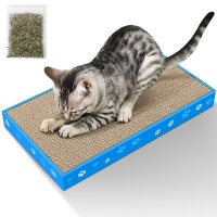 Petslucent 猫抓板,带盒子的室内猫用瓦楞猫抓板,带猫薄荷的猫抓板,纸板猫抓板双面可用(1 件) (2)