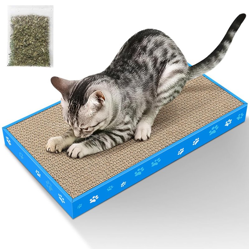 Petslucent 猫抓板,带盒子的室内猫用瓦楞猫抓板,带猫薄荷的猫抓板,纸板猫抓板双面可用(1 件) (2)