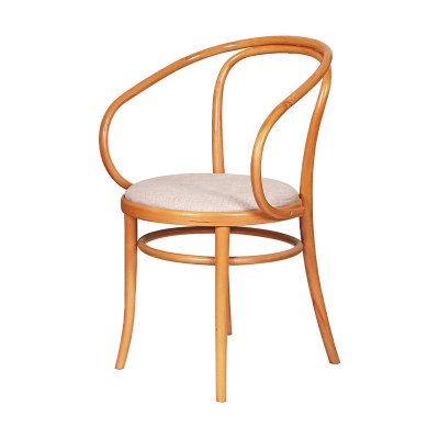 Upholstered Seat Solid Bentwood Dining Chair With Arm