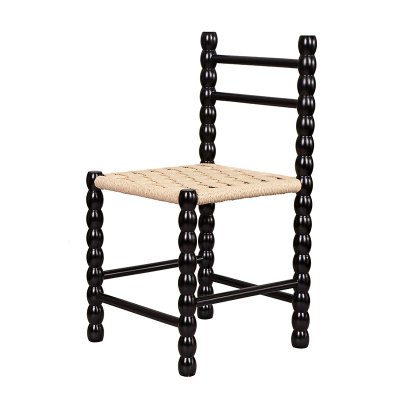 Modern Wooden Ladder Back Side Chair Low Back Danish Cord Woven Seat Bench Shoe Stool 