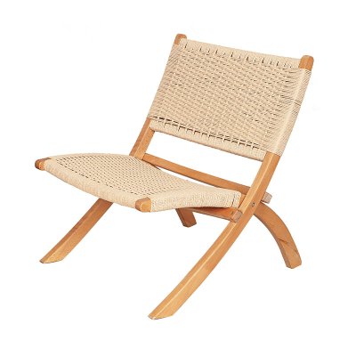 Modern Wooden Woven Rope Recliner Foldable Design Leisure Lounge Chair