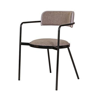 Home Simple Armchair Upholstered Dining Chair with Metal Legs 