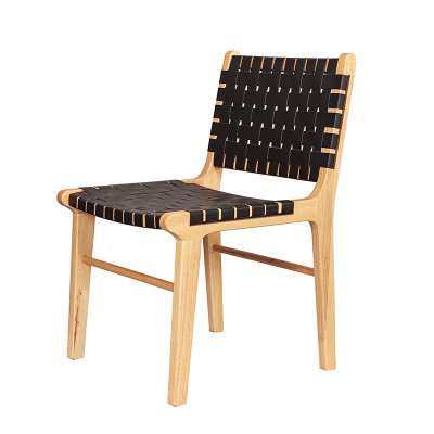 Luxury Vintage Modern Wooden Woven saddle Leather Dining Chairs
