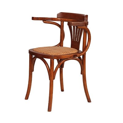 Nordic retro backrest leisure rattan rubber wood dining chair