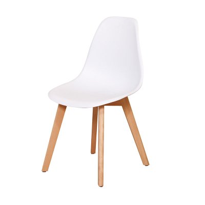 Restaurant Banquet Living White Plastics Seats Wood Legs Dinner Chair