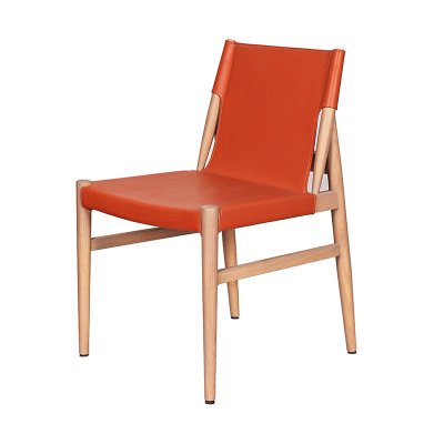 Minimalist Nordic Solid Wood Frame Saddle Leather Balcony Leisure Dining Chair