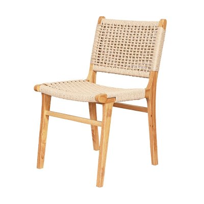 Elegant Dining Chairs Lounge Wicker Woven Restaurant Wooden