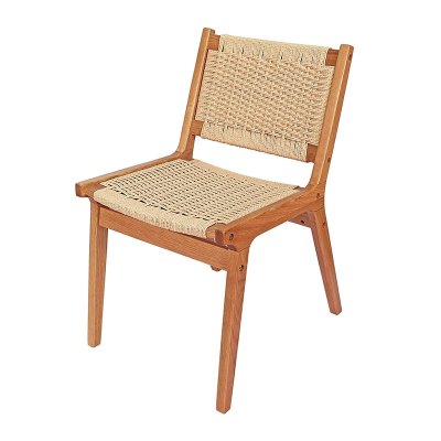 Wholesale Restaurant Cafe Solid Wood Frame Woven Paper Cord Seat Dining Chair
