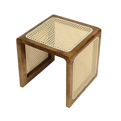 Square Rattan Tea Table Set Coffee Table Sectional Stool