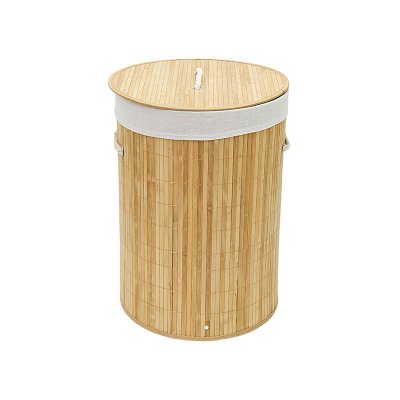 Round Folding Bamboo Laundry Hamper