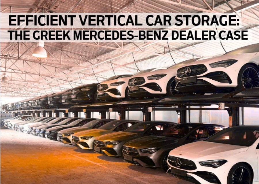 Efficient Vertical Parking at Mercedes-Benz Dealership in Greece: Mutrade's Hydro-Park 1127 in Modular Excellence