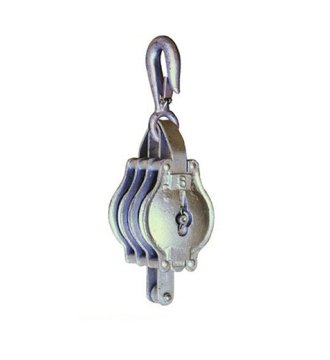 YJ012 Malleable iron shellblock for manila rope triplesheave with loose hook