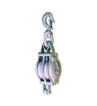 YJ017 Malleable iron shellblock for manila rope doublesheave with swivel hook
