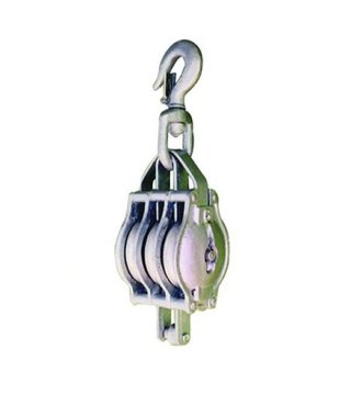 YJ018 Malleable iron shellblock for manila rope triplesheave with swivel hook