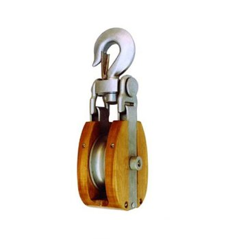 YJ039 Wooden shell snatch blockwith hook self-locking