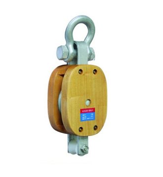 YJ048 Regular wood blocksingle sheave with shackle