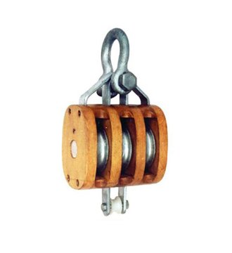 YJ050 Regular wood blocktriple sheave with shackle
