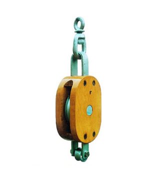 YJ051 Regular wood blocksingle sheave with swivel eye