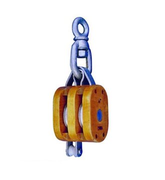YJ052 Regular wood block doublesheave with swivel eye