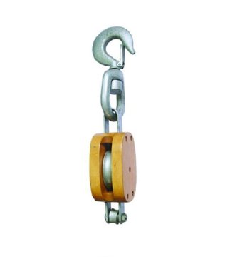 YJ054 Regular wood block singlesheave with swivel hook