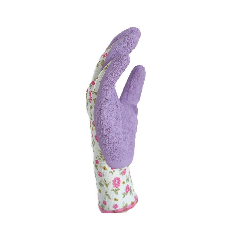 Guantes de trabajo económicos para jardinería de poliéster 110-1 con revestimiento de látex arrugado en la palma-177