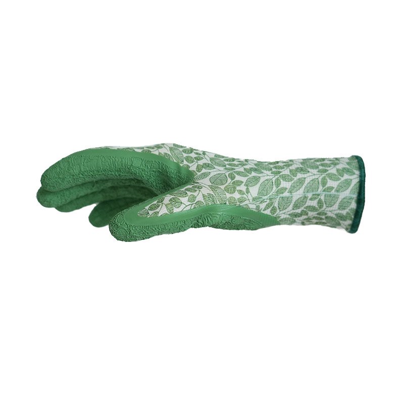 110 guantes de trabajo de látex arrugados con estampados florales verdes y cómodos para jardín-173