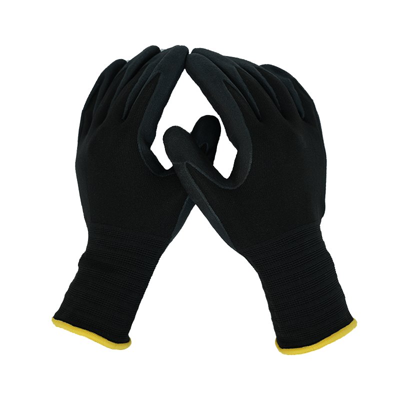 Guantes de trabajo de espuma de nitrilo, nailon y elastano con agarre cómodo-326