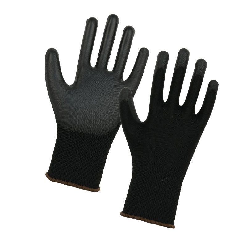 Guantes de trabajo de poliéster con revestimiento de PU-487