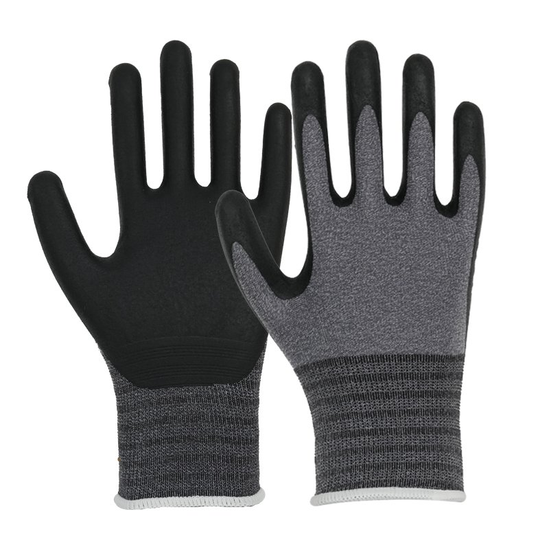 Guantes de trabajo con revestimiento de nitrilo de espuma micro ultradelgado 1201C 15G-511