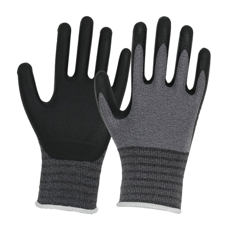 Guantes de trabajo con revestimiento de nitrilo de espuma micro ultradelgado 1201C 15G-510