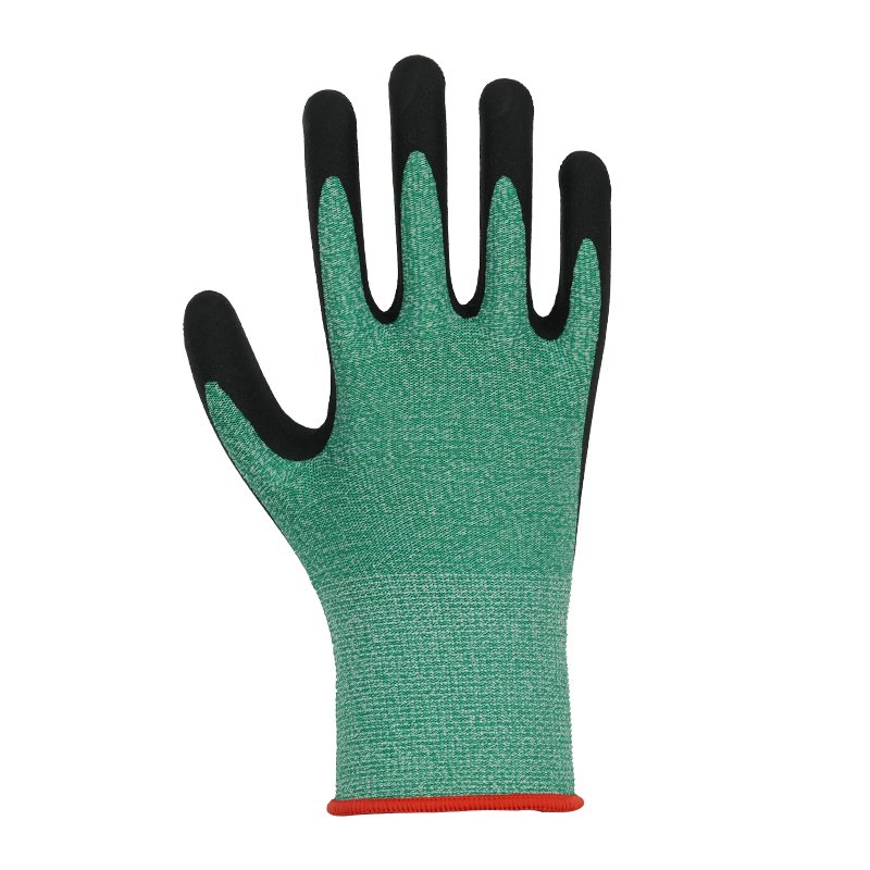 Guantes de trabajo para jardinería con agarre cómodo de espuma de nitrilo de calibre 15 de color verde-535