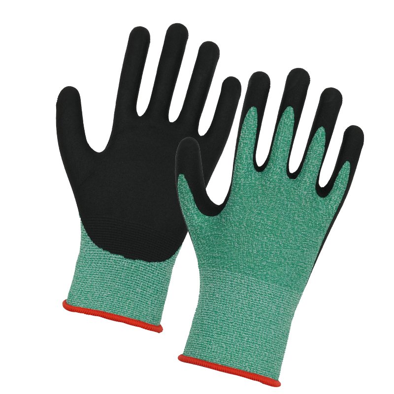 Guantes de trabajo para jardinería con agarre cómodo de espuma de nitrilo de calibre 15 de color verde-537