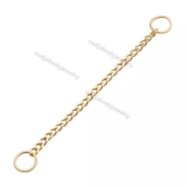 14K Solid Gold Single Chain Cartilage Earring