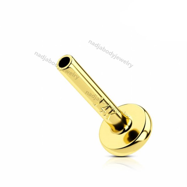 14K Gold 16G/18G/20G 3mm Flat Back Threadless Labret