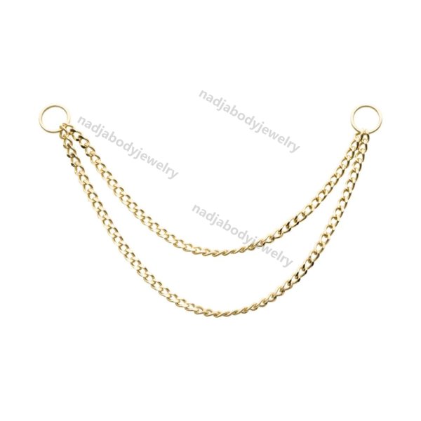 14K Yellow Gold 2 layers Curb Chain