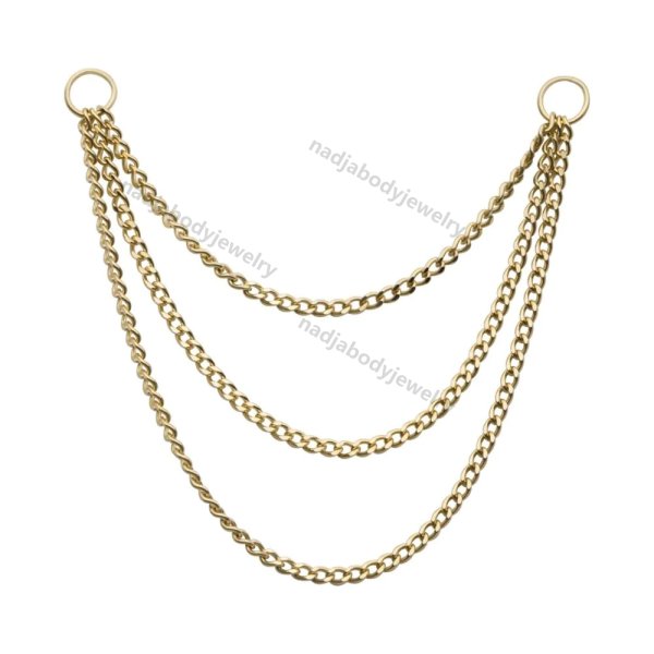 14K Yellow Gold 3 layers Curb Chains