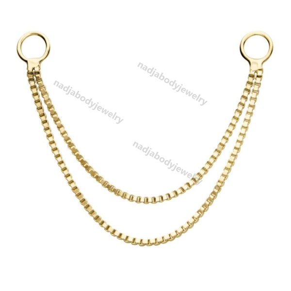 14K Yellow Gold 2 Layers Box Chain