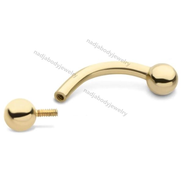 14K Gold Internally Threaded Curve 3mm ball end
