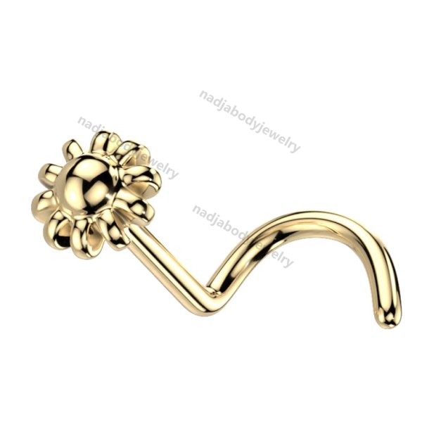 14K Solid Gold Daisy Nose Screw