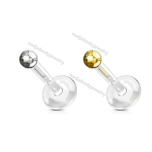 14K Solid Gold Ball Top Bio Flex Shaft Labret