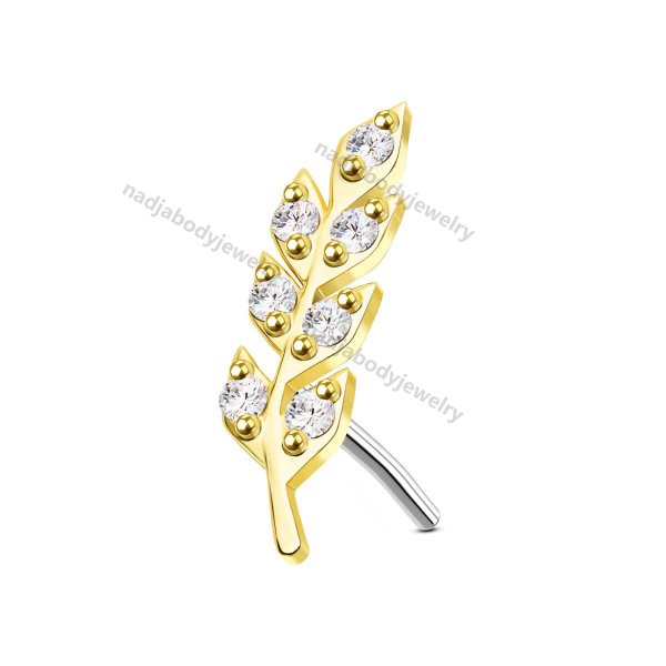 14K Solid Gold Leaves Top