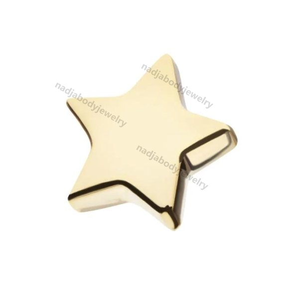 14Kt Yellow Gold Internally Threaded Star Top Dermal