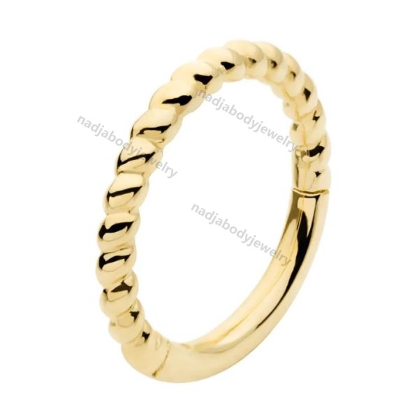 14Kt Yellow Gold Twisted Rope Front Facing Hinged Segment Clicker