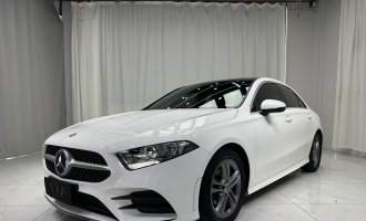 Mercedes-Benz A-Class, white color, 2022 model year, upgraded version, sedan A 180 L, sports car  