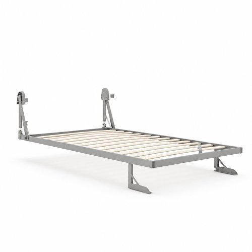 Estructura de cama abatible Murphy con patas con estantes plegables.